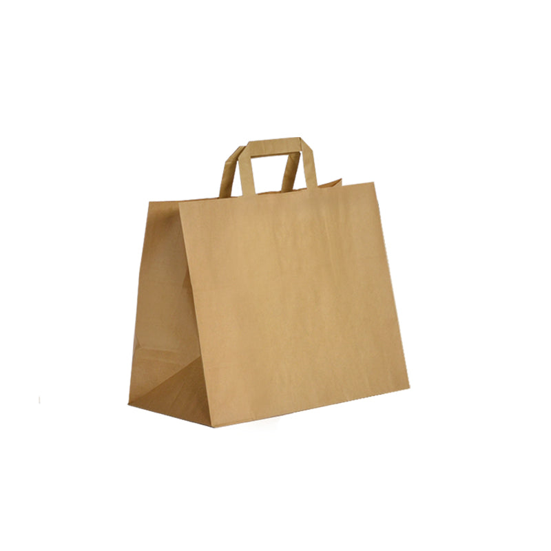 Sac kraft brun recyclé|poignées plates|32+21x27cm|par 250