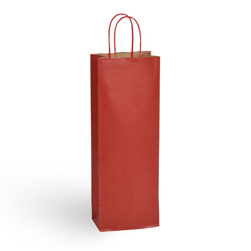 Sac 1 bouteille|kraft brun vergé|poignées torsadées|14+8x39cm|par 300