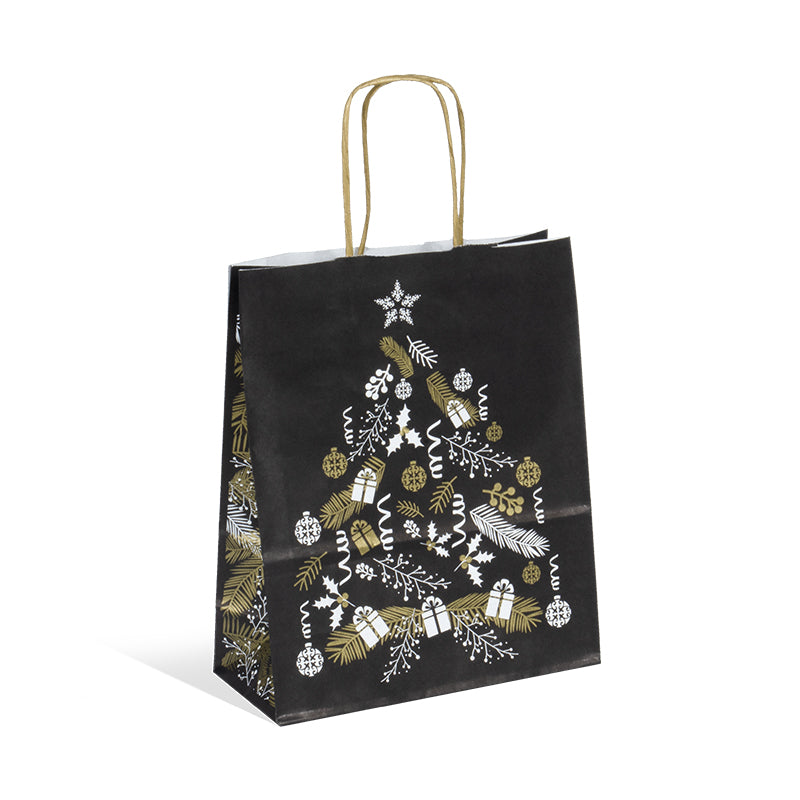 Sac Corben Noir|kraft blanc|poignées torsadées |18+8x22cm|par 250