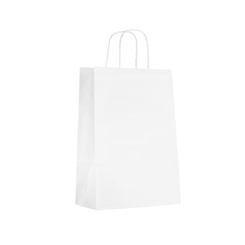 Sac boutique|kraft blanc|poignées torsadées|22+10x31cm|par 250