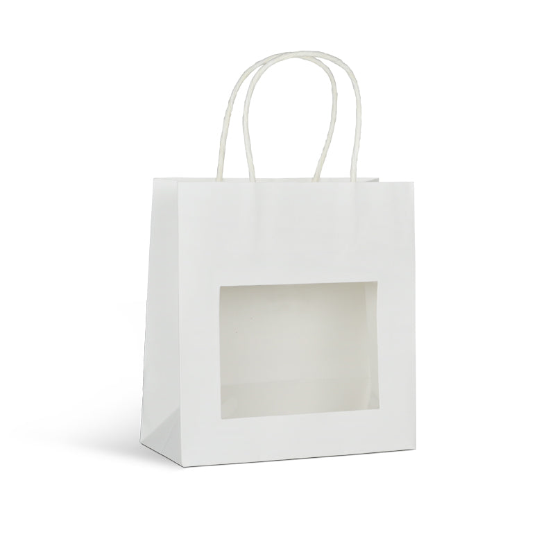 Sac vitrine|kraft blanc|poignées torsadées|18+8×19cm|par 240