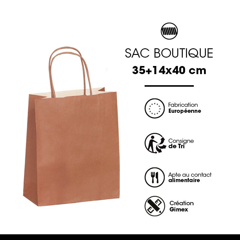 Sac Festival TERRA|kraft blanc|poignées torsadées|35+14x40cm|par 250