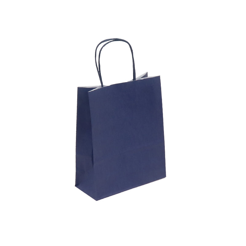 Sac Festival BLEU NAVY|kraft blanc | poignées torsadées | 18+8x22cm | par 300