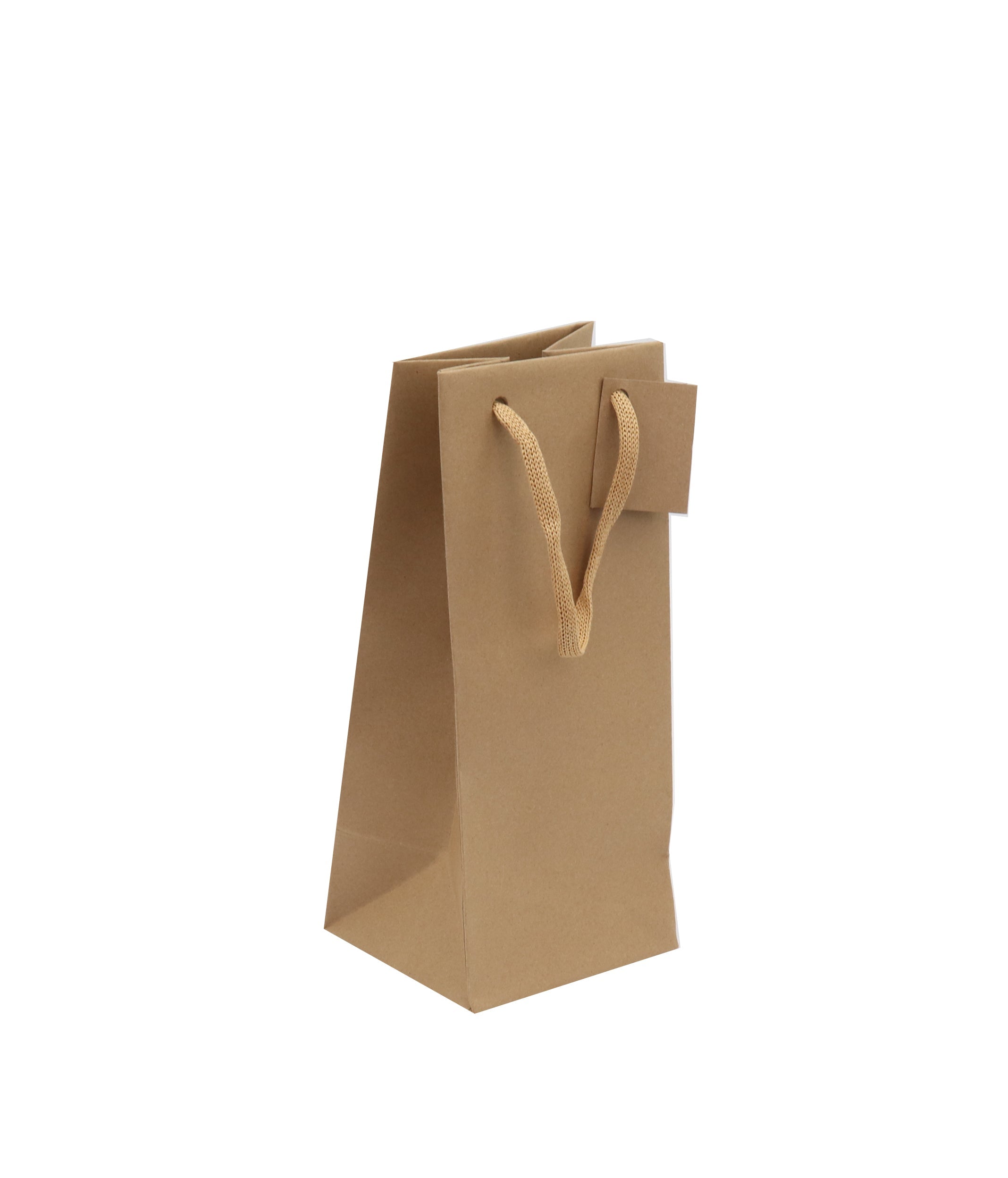 Sac 1 bouteille flacon|kraft brun|poignées papier|12x11x28cm|par 200