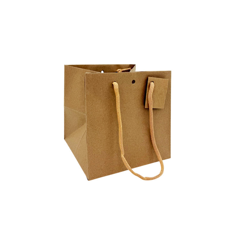 Sac luxe Cube|kraft brun|poignées papier|18+17,5x18|par 100
