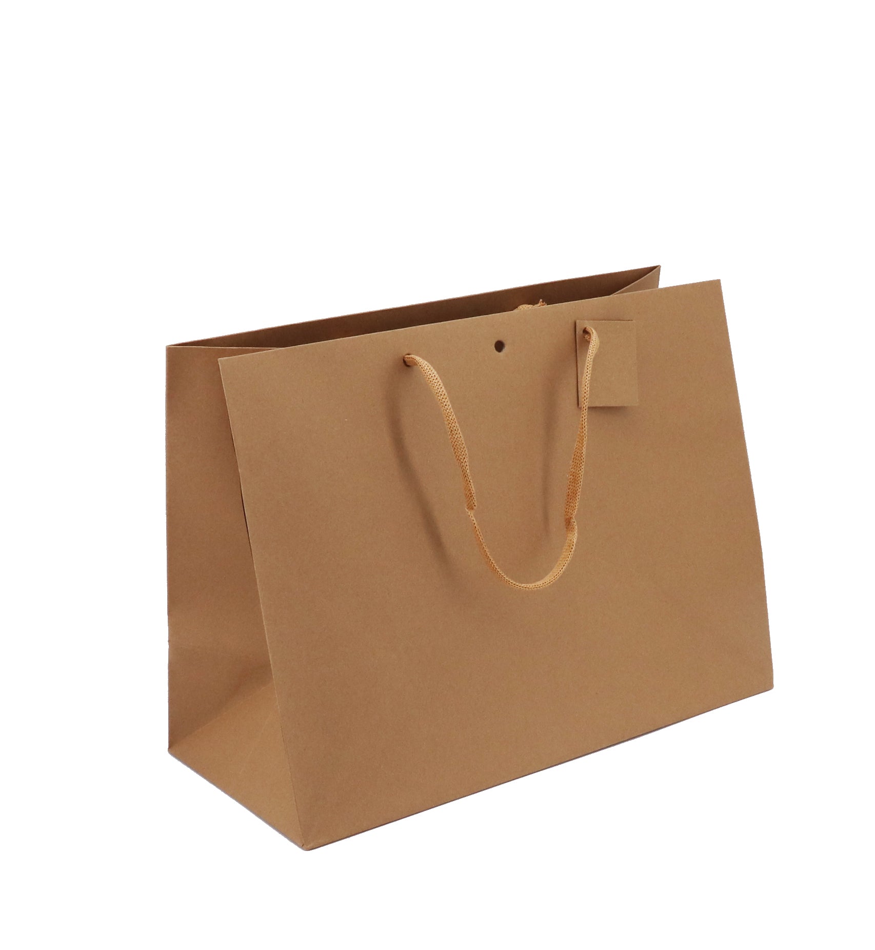 Sac luxe Large Horizontal|kraft brun|poignées papier|39+18x29cm|par 60