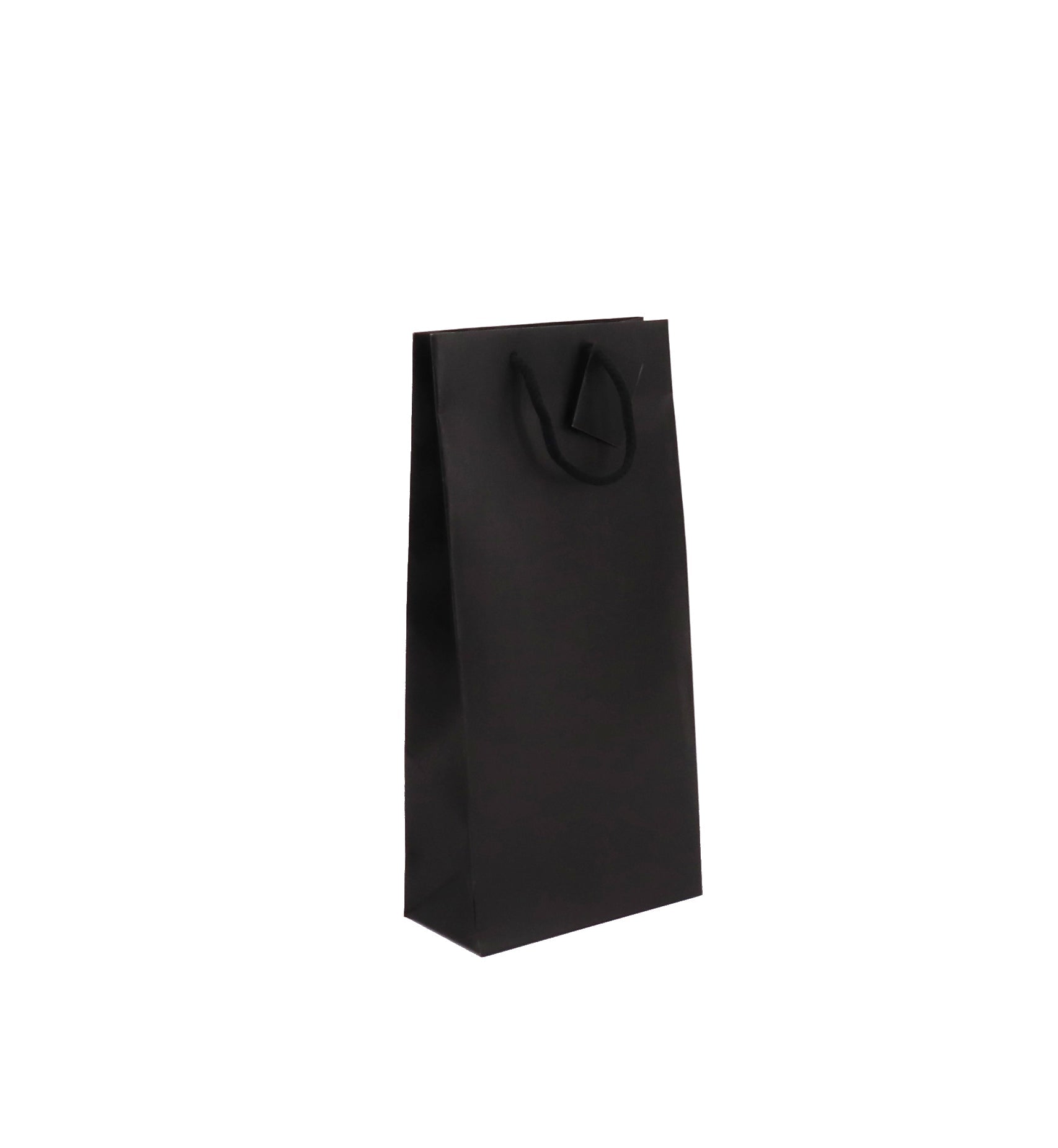 Sac 2 bouteilles|kraft noir|poignées papier|18+9x38cm|par 100