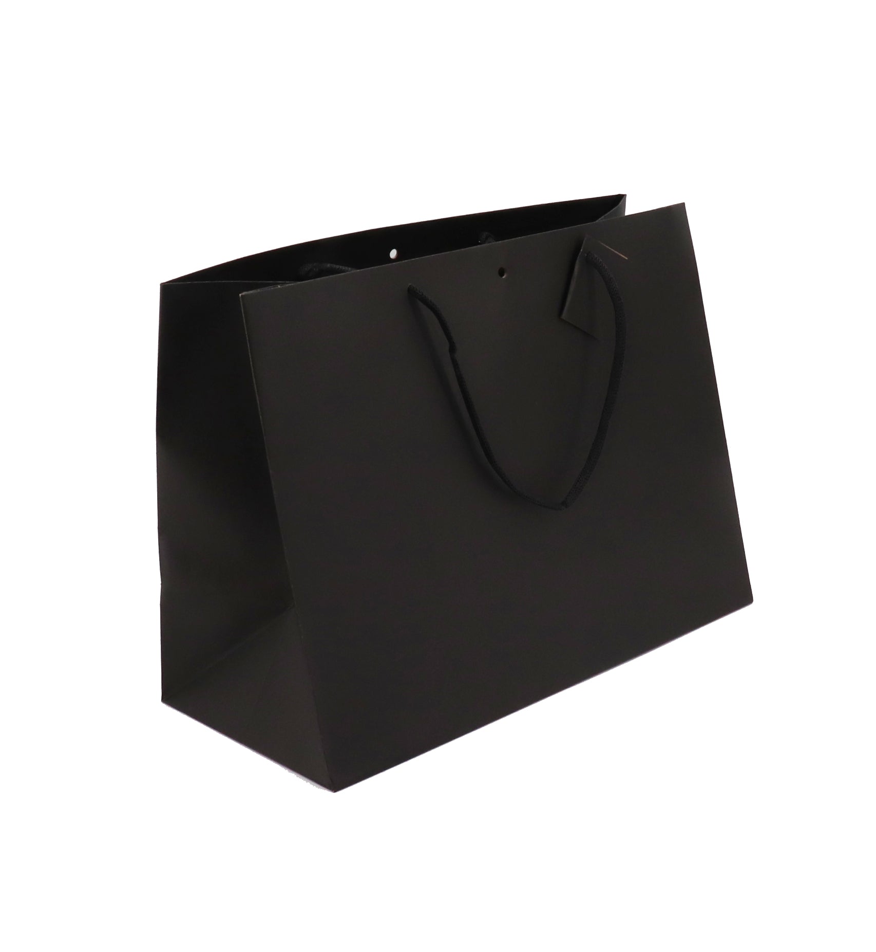 Sac luxe Large Horizontal|kraft noir|poignées papier|39+18x29cm|par 60