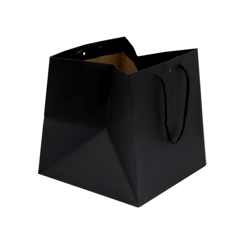 Sac luxe Grand Cube|krfat noir|poignées papier|26+26x26cm|par 120