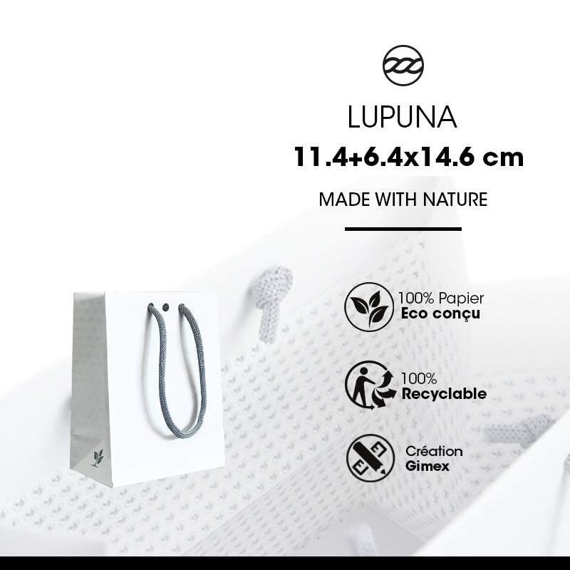 Sac boutique Small Lupuna|poignées papier|11,4+6,4x14,6cm|par 300