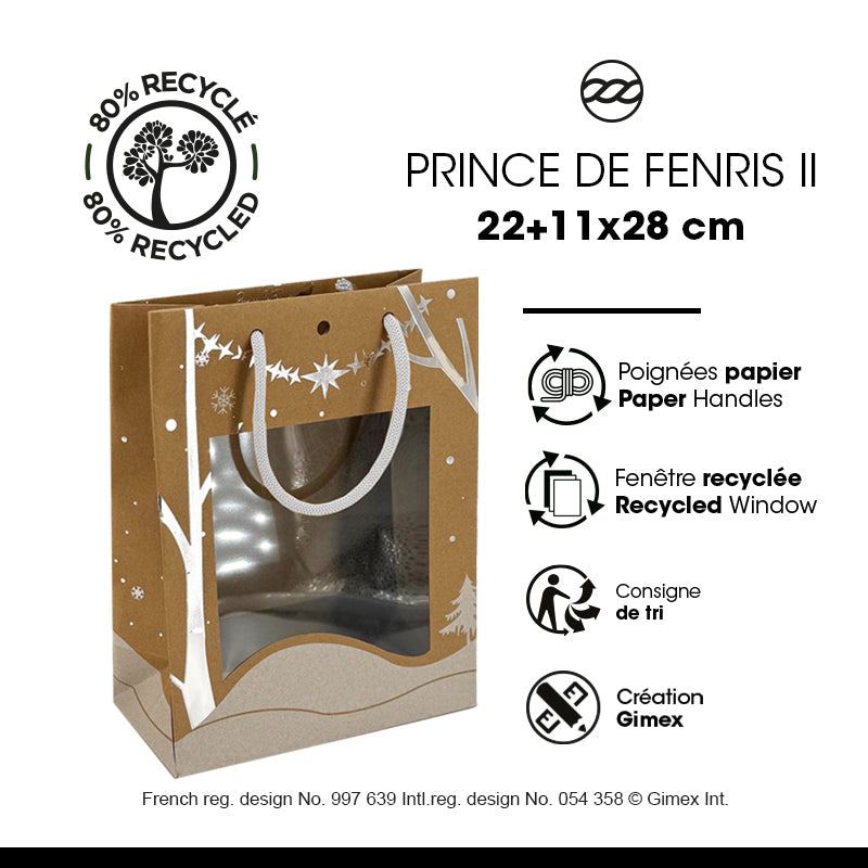 Sac Classic Prince Fenris II|kraft brun|poignées cordelières| 22+11x28cm|par 168