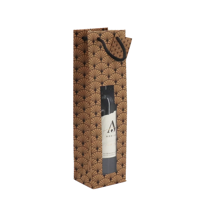 Sac 1 bouteille Ginko|kraft brun|poignées papier|10+9x38cm|par 200