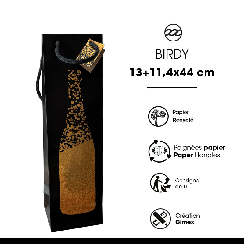 Sac 1 Magnum Birdy| kraft brun | poignées cordelières | 13+11,4x44cm | par 100