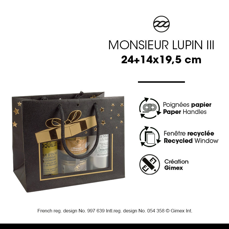 Sac Middle Horizontal M.Lupin III | kraft brun| poignées papier | 24+14x19,5cm | par 120