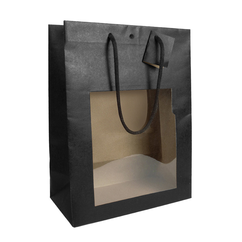 Sac fenêtre Classic|kraft noir|poignées papier|25+13x33cm|par 100