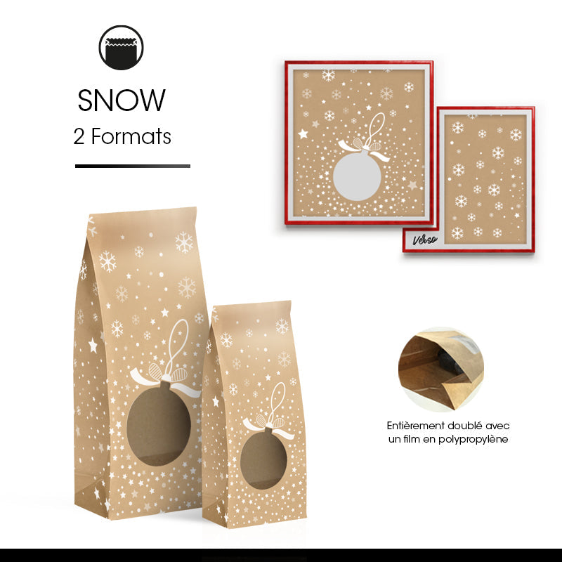Sachet SOS Snow fenêtre|kraft brun|10+5,5x28,5cm|par 1200