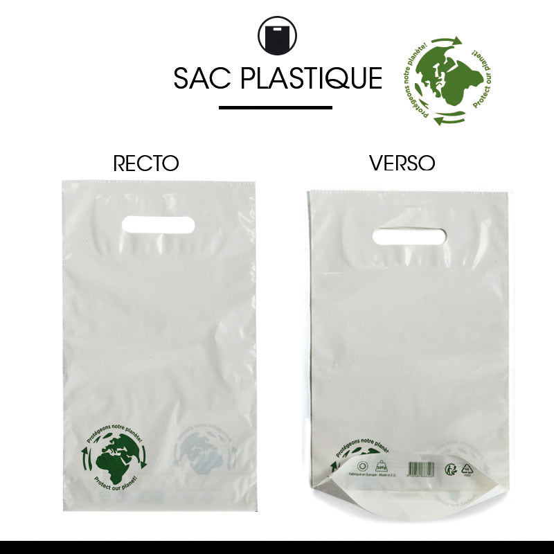 Sac plastique 2 bouteilles|PEBD blanc|poignées découpées|24x40+4,5cm| par 1000