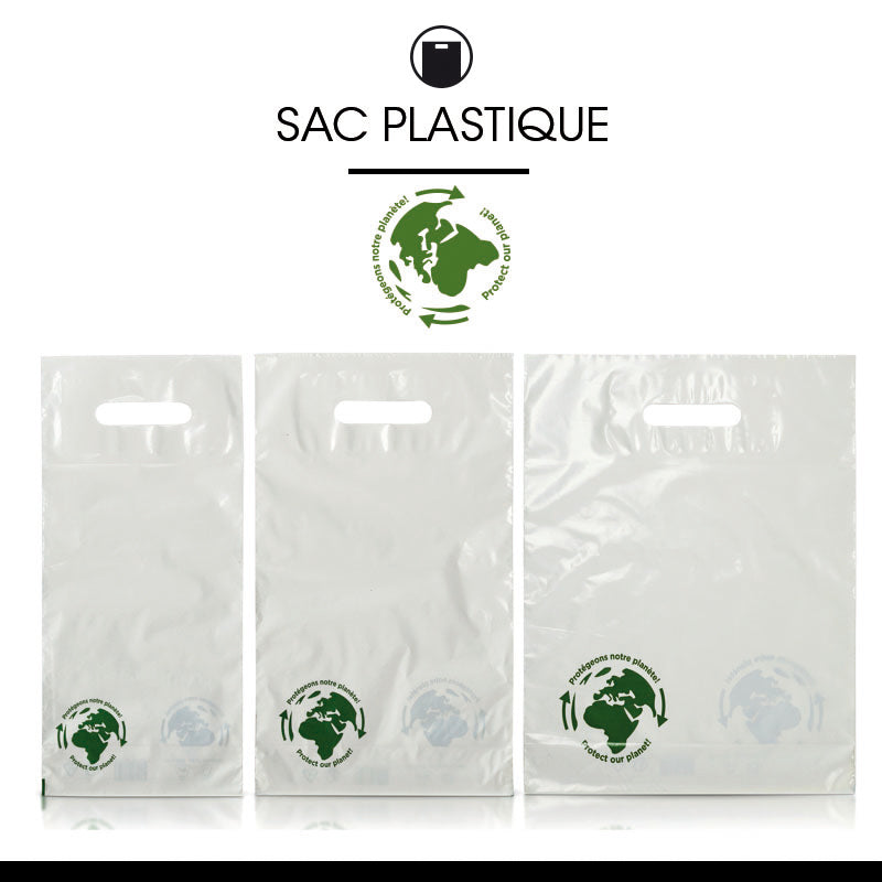 Sac plastique 2 bouteilles|PEBD blanc|poignées découpées|24x40+4,5cm| par 1000