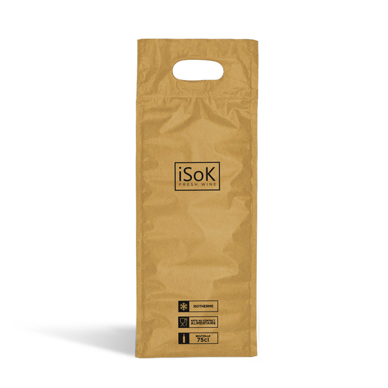 Sac isotherme 1 bouteille ISOK|brun effet kraft|18,2x47cm|par 100