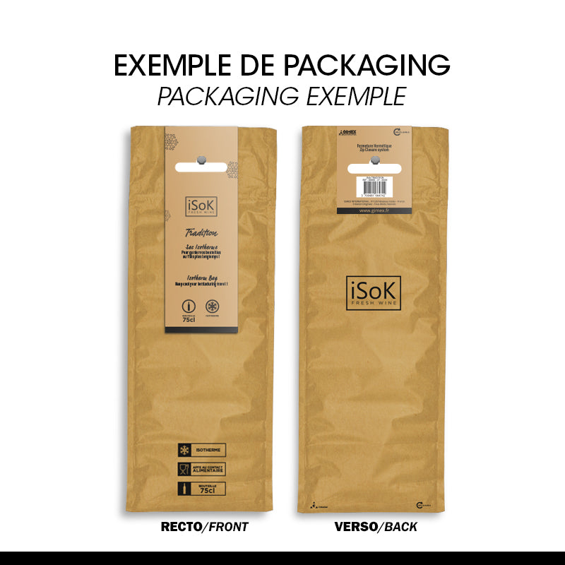Sac isotherme 1 bouteille ISOK|brun effet kraft|18,2x47cm|par 100