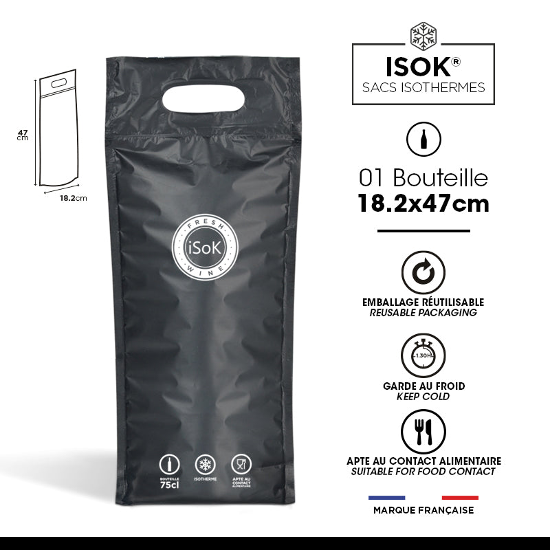 Sac isotherme 1 bouteille ISOK|18,2x47cm|par 100