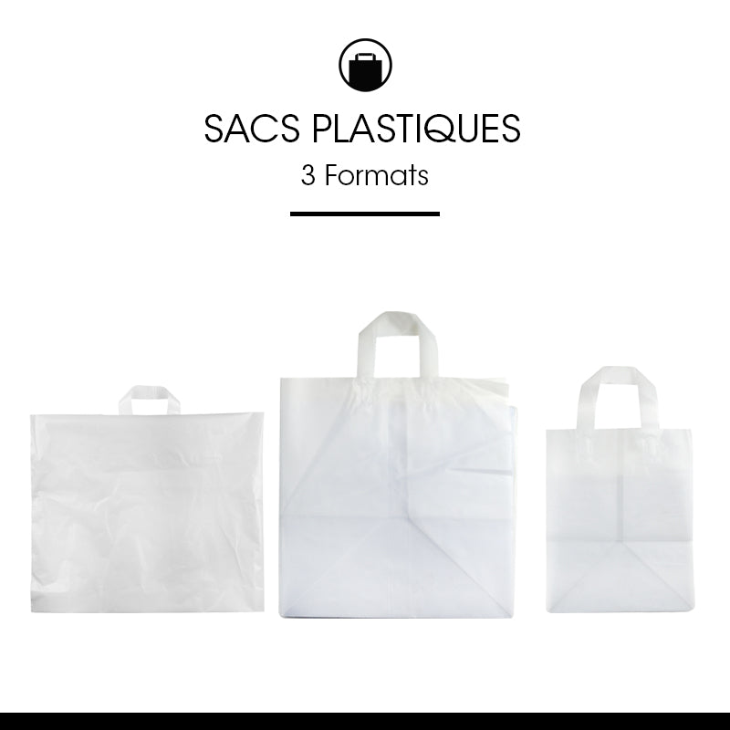 Sac plastique|PEHD givré|poignées souples|32+22x30cm|par 250