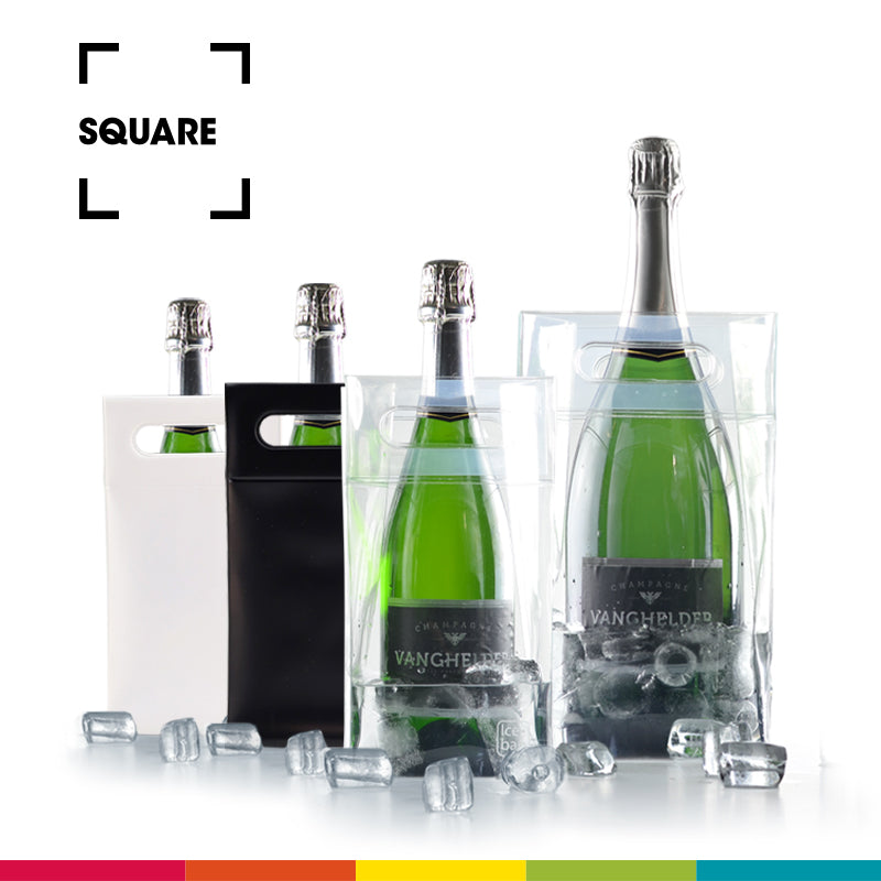 Ice.bag® SQUARE BLANC|Rafraîchisseur 1 bouteille|par 100