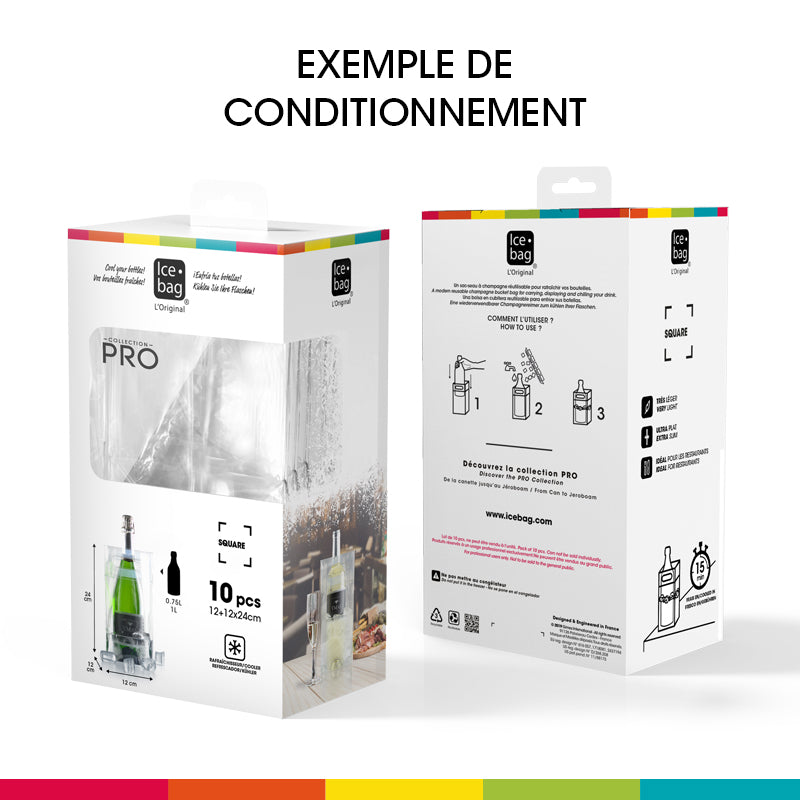 Ice.bag® SQUARE BLANC|Rafraîchisseur 1 bouteille|par 100