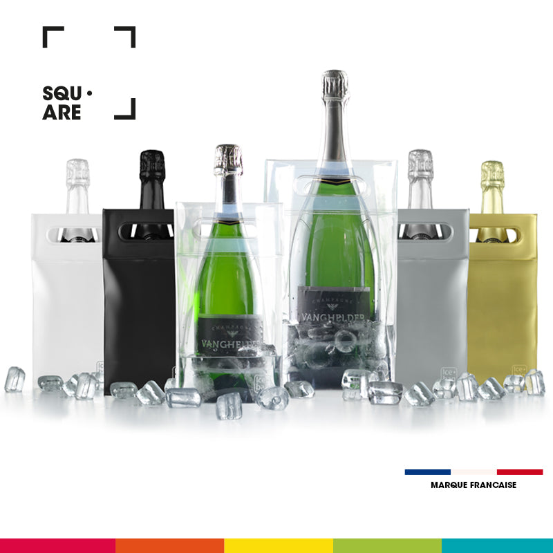 Ice.bag® SQUARE ARGENT|Rafraîchisseur 1 bouteille|par 100