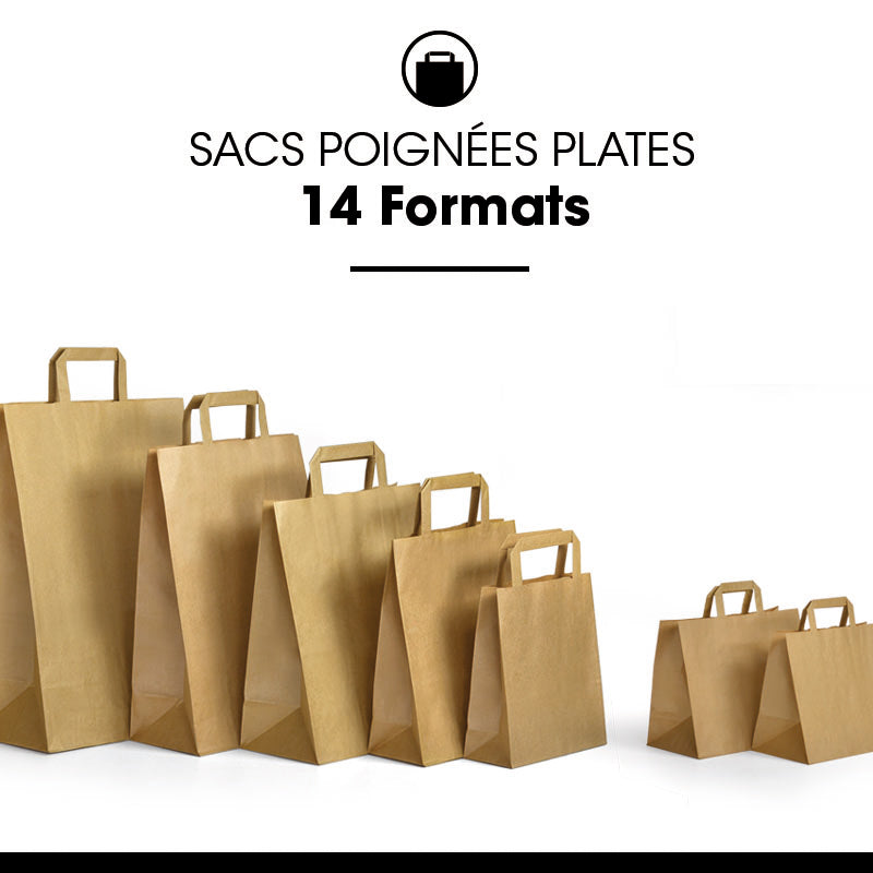 Sac kraft brun recyclé|poignées plates|18+8x22cm|par 500