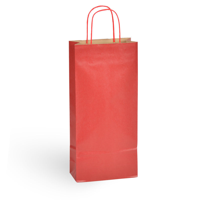 Sac 2 bouteilles|kraft brun vergé|poignées torsadées|18+8x39cm|par 200