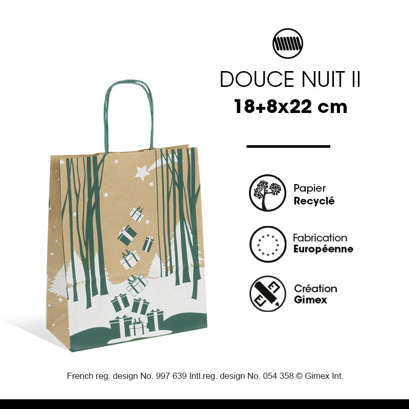 Sac Douce Nuit II|kraft brun|poignées torsadées|18+8x22cm|par 250