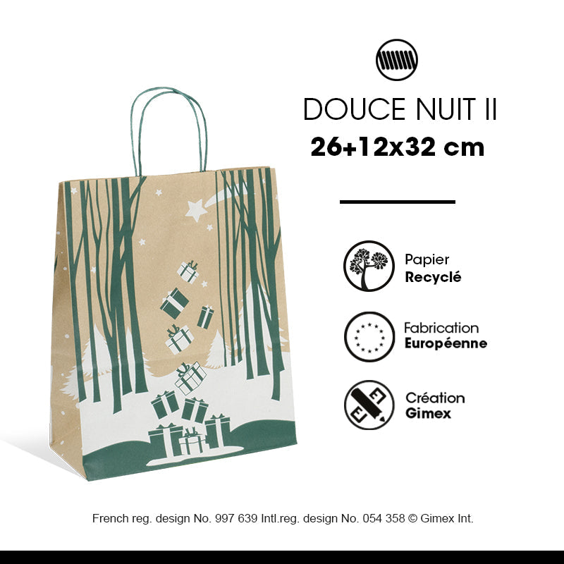 Sac Douce Nuit II|kraft brun|poignées torsadées|26+12x32cm|par 250