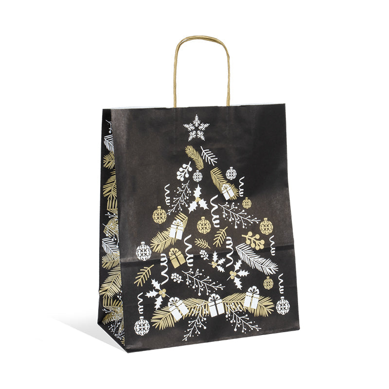 Sac Corben Noir|kraft blanc|poignées torsadées |26+12x32cm|par 250