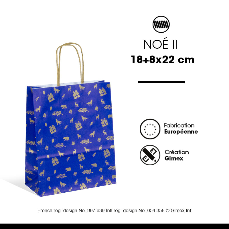 Sac Noe II|kraft blanc|poignées torsadées|18+8x22cm|par 250