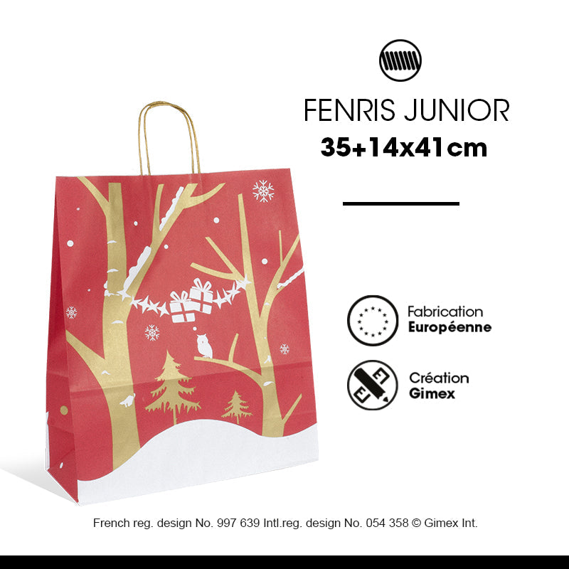 Sac Fenris Junior|kraft blanc|poignées torsadées|35+14x41cm|par 250