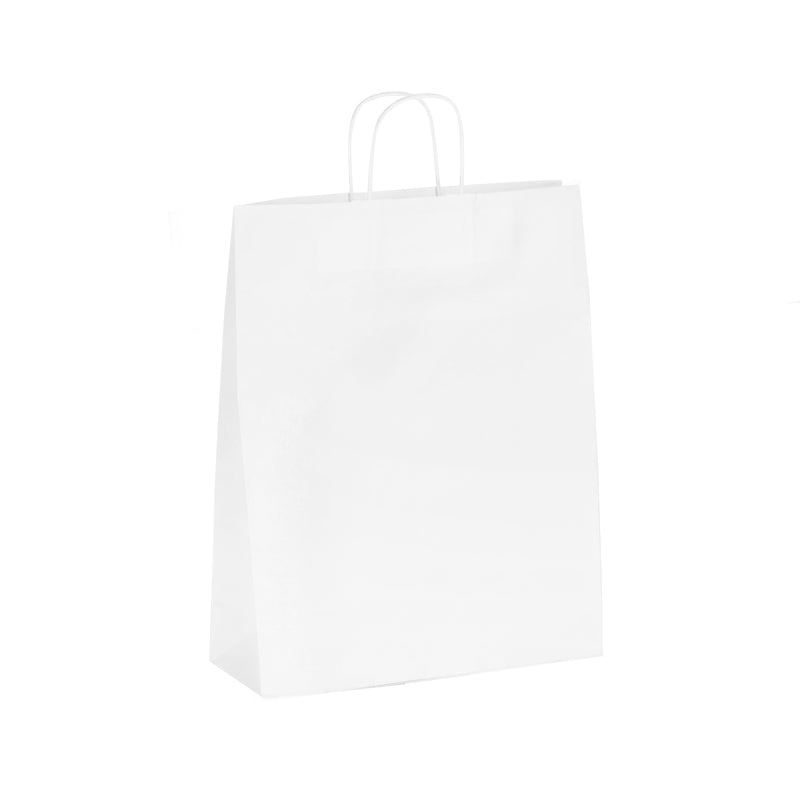 Sac boutique|kraft blanc|poignées torsadées|35+14x36cm|par 250
