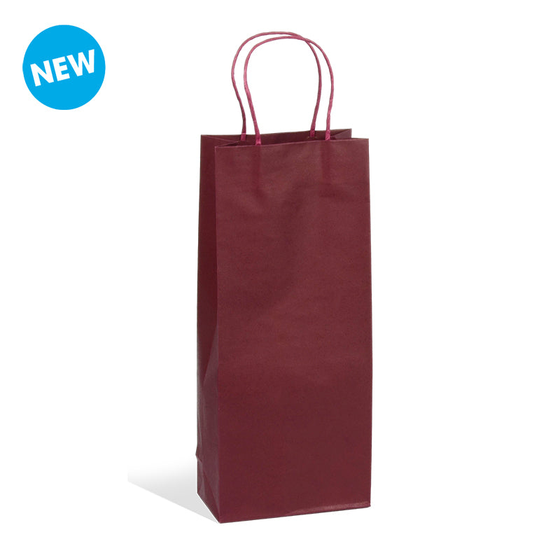 Sac 1 & 2 bouteilles Lie de Vin kraft poignées torsadées 16+9x38cm par 200