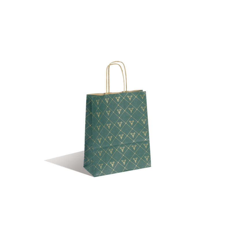 Sac Tartan II kraft brun poignées torsadées 18+8x22cm par 250