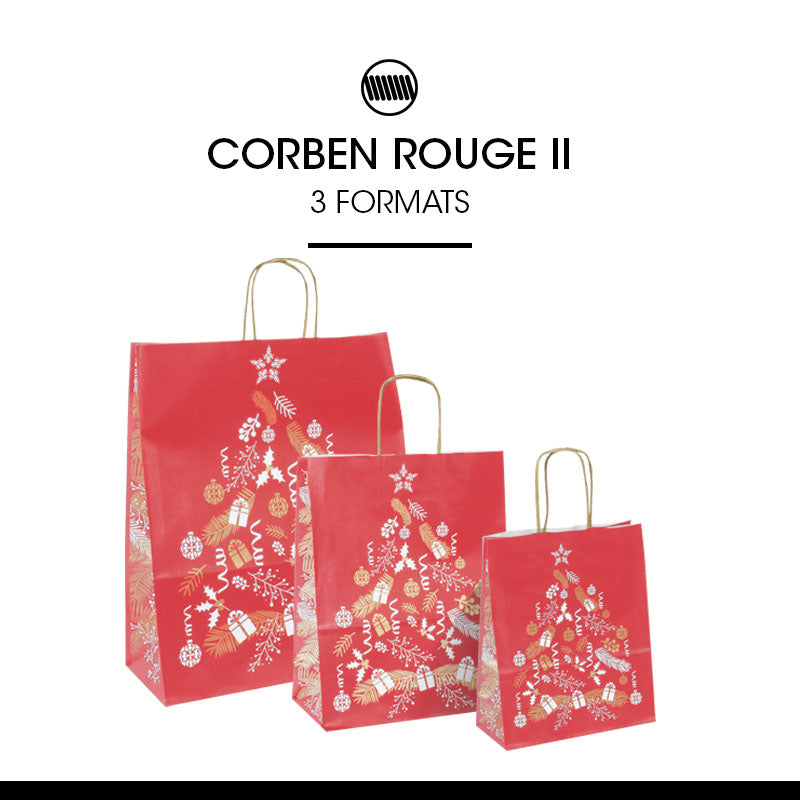 Sac Corben Rouge II kraft blanc poignées torsadées 18+8x22cm par 250