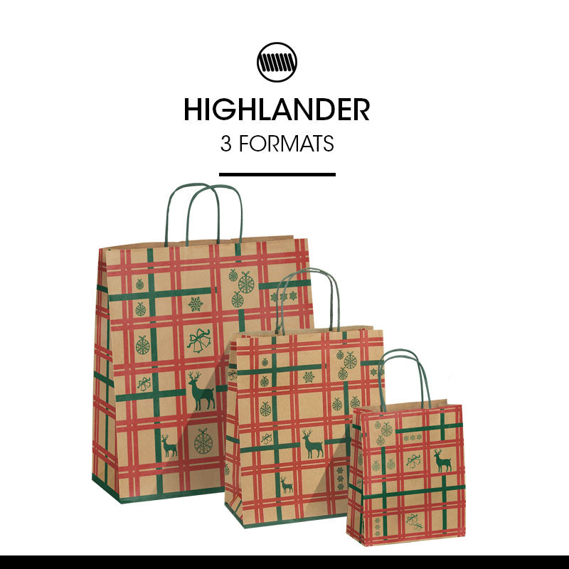 Sac Highlander kraft brun poignées torsadées 35+14x40cm par 150