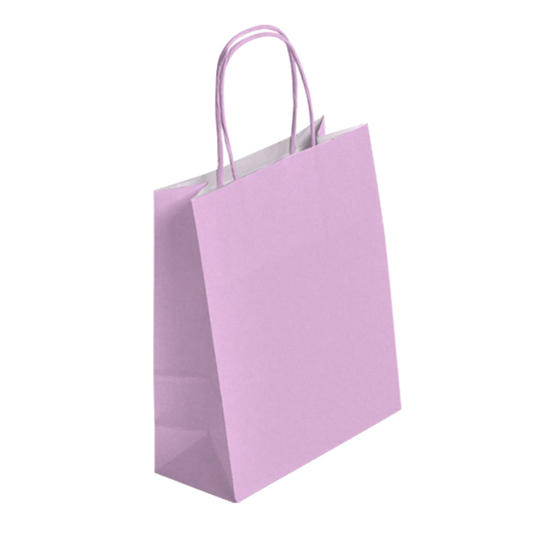 Sac Festival ROSE CLAIR|kraft blanc|poignées torsadées | 35+14x40cm | par 250
