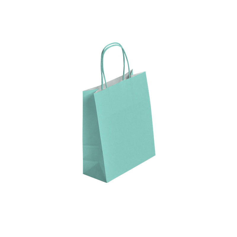 Sac Festival VERT D'EAU|kraft blanc | poignées torsadées | 18+8x22cm | par 300