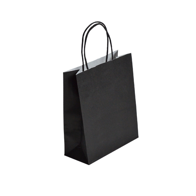 Sac Festival NOIR|kraft blanc|poignées torsadées|23+12x30cm|par 250