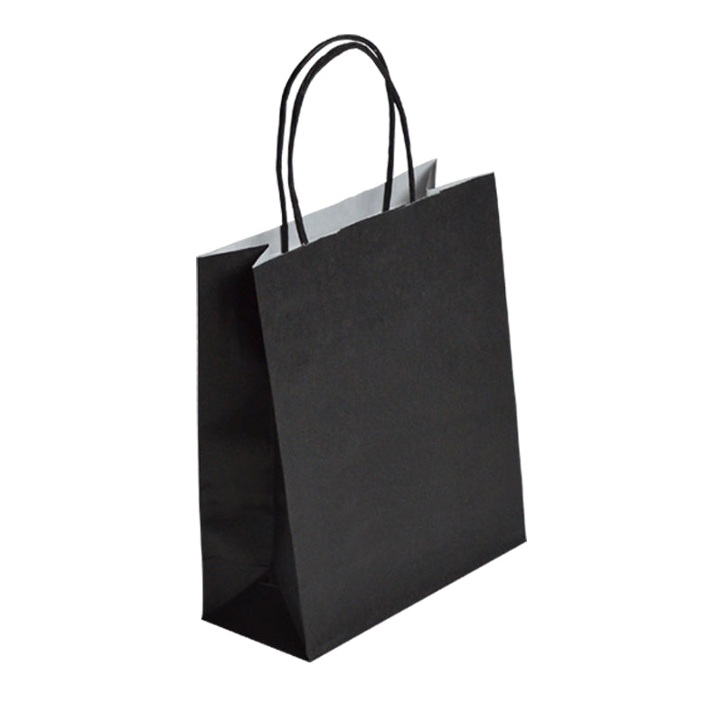 Sac Festival NOIR|kraft blanc|poignées torsadées|35+14x40cm|par 250