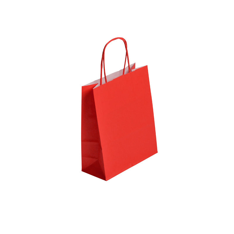 Sac Festival ROUGE|kraft blanc|poignées torsadées|18+8x22cm|par 300