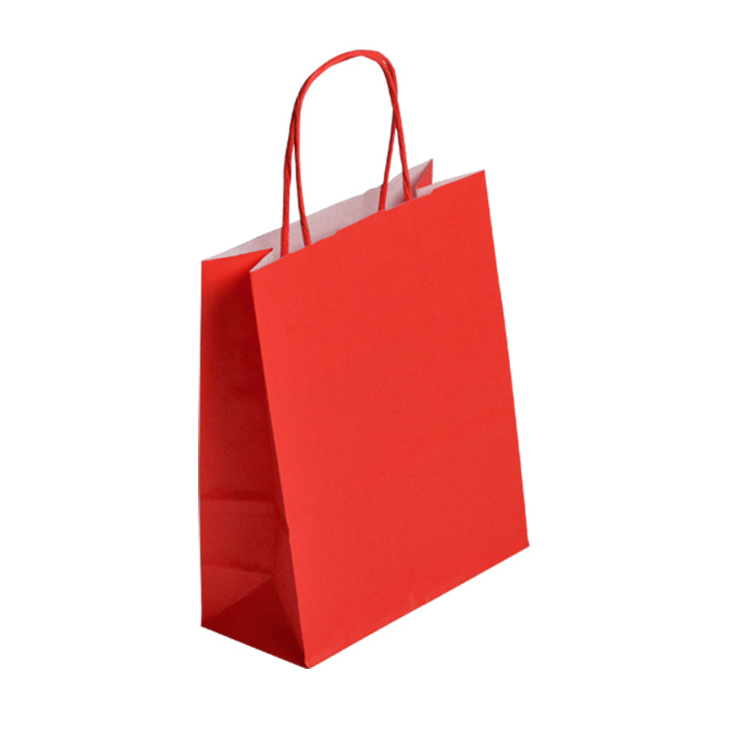 Sac Festival ROUGE|kraft blanc|poignées torsadées|35+14x40cm|par 250