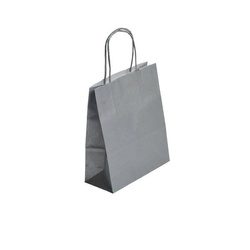 Sac Festival ARGENT|kraft blanc|poignées torsadées|18+8x22cm|par 300