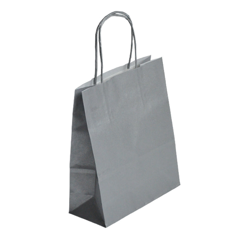 Sac Festival ARGENT|kraft blanc|poignées torsadées|35+14x40cm|par 250