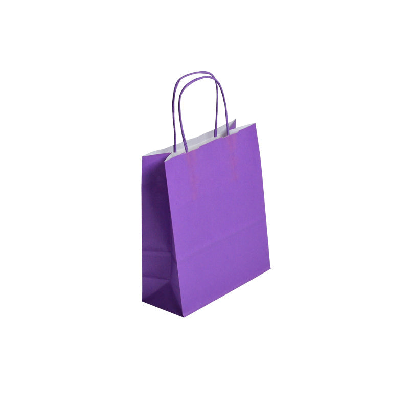 Sac Festival VIOLET|kraft blanc|poignées torsadées|18+8x22cm|par 300